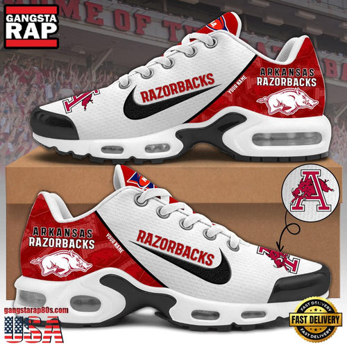 NCAA Custom Name Arkansas Razorbacks Football Mascot Symbol Air Max Plus Shoes Running Sneakers