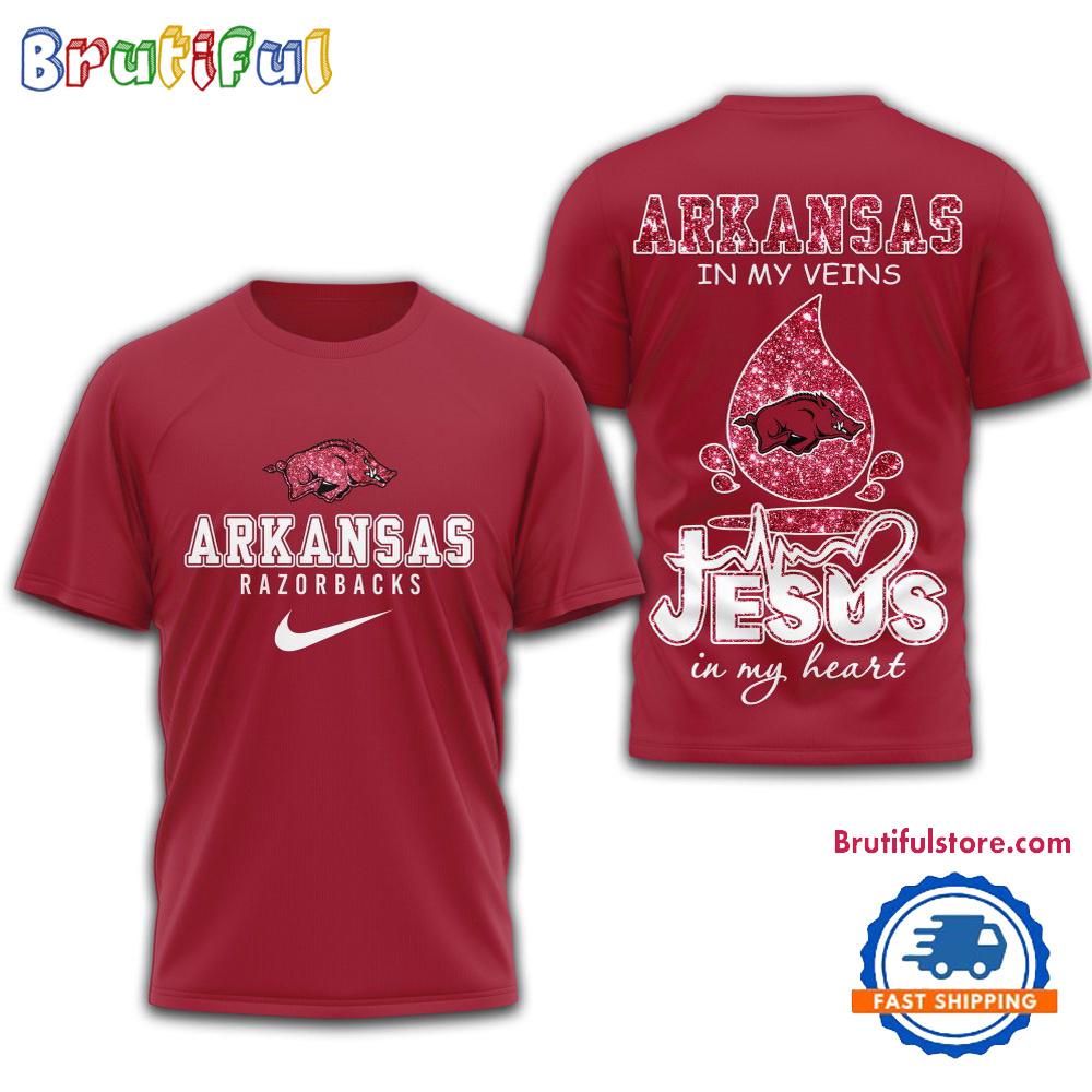 Arkansas Razorbacks Jesus In My Heart All Over Print Shirt