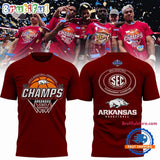 Arkansas Razorbacks Men’s Basketball 2026 SEC Tournament Champions 3D Shirt
