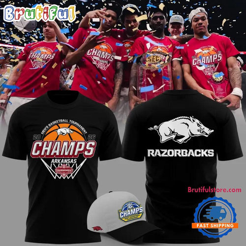 Arkansas Razorbacks Men’s Basketball 2026 SEC Tournament Champions Black T Shirt