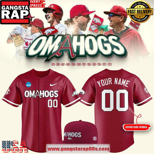 Arkansas Razorbacks Omahogs 2025 Custom Baseball Jersey Shirt