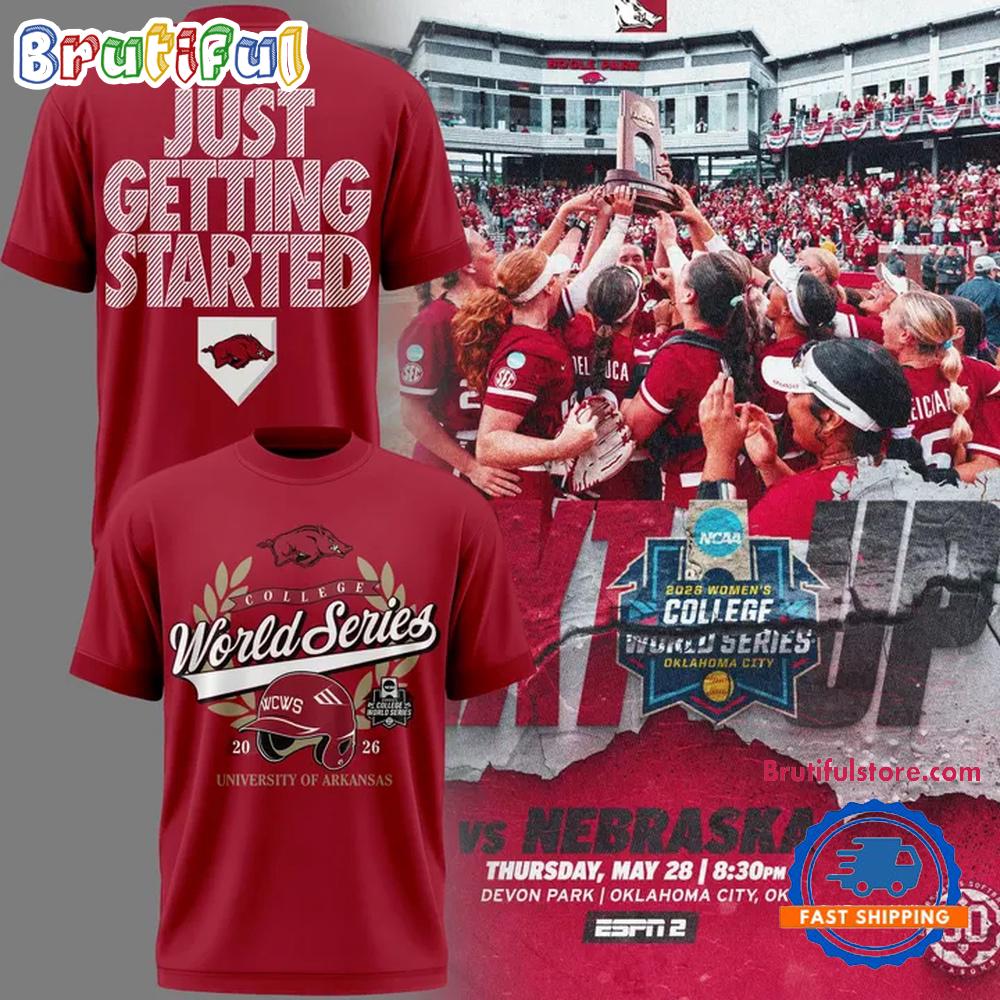 Arkansas Razorbacks Softball 2026 College World Series Red T Shirt
