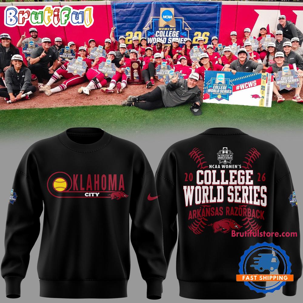 Arkansas Razorbacks Softball 2026 NCAA Women’s College World Series Black Hoodie T-Shirt
