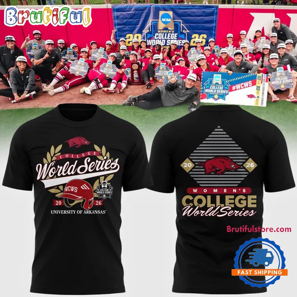 Arkansas Razorbacks Softball NCAA 2026 College World Series Black T Shirt