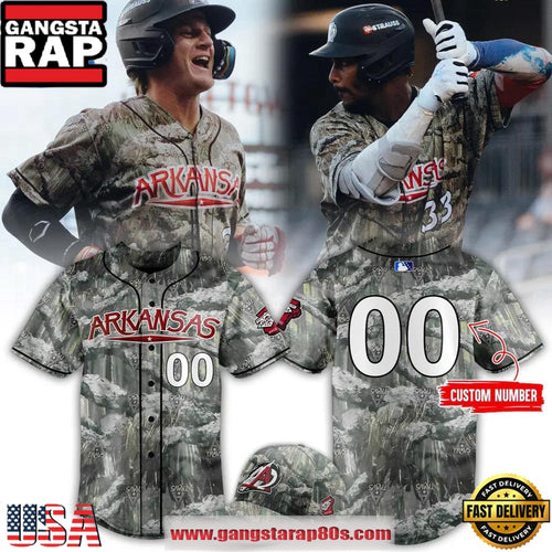Arkansas Travelers Alternate Camo Custom Baseball Jersey Shirt