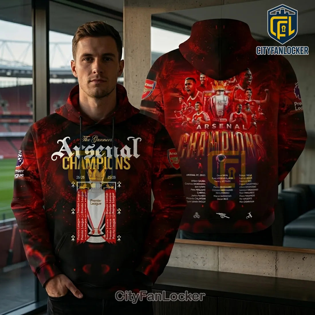 Arsenal FC Premier League Champions 2025-26 Hoodie