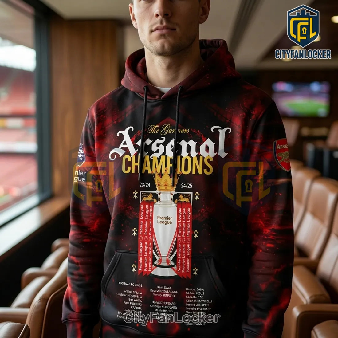 Arsenal FC Premier League Champions 2025-26 Hoodie