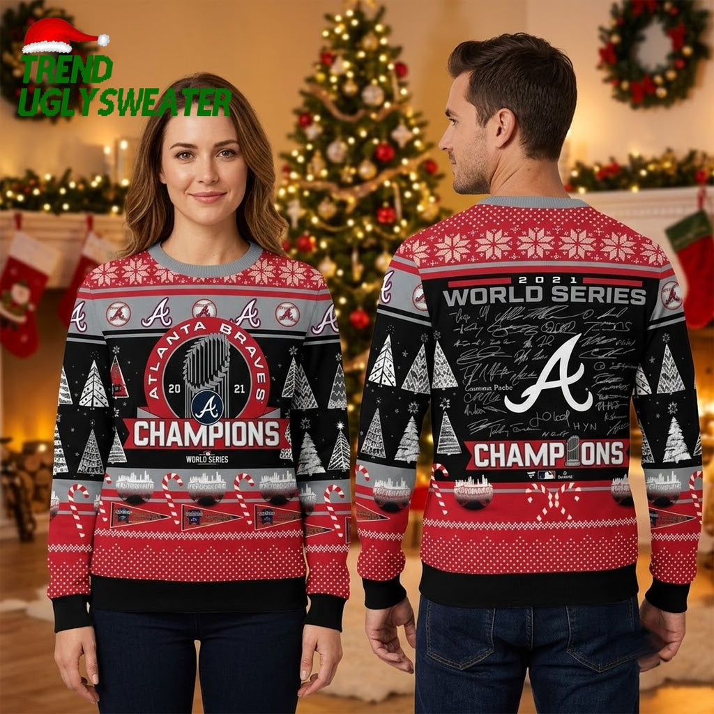 Atlanta Braves 2021 World Series Champions Ugly Christmas Sweater