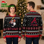 Atlanta Braves Baseball Player Snowflake Pattern Ugly Christmas Sweater