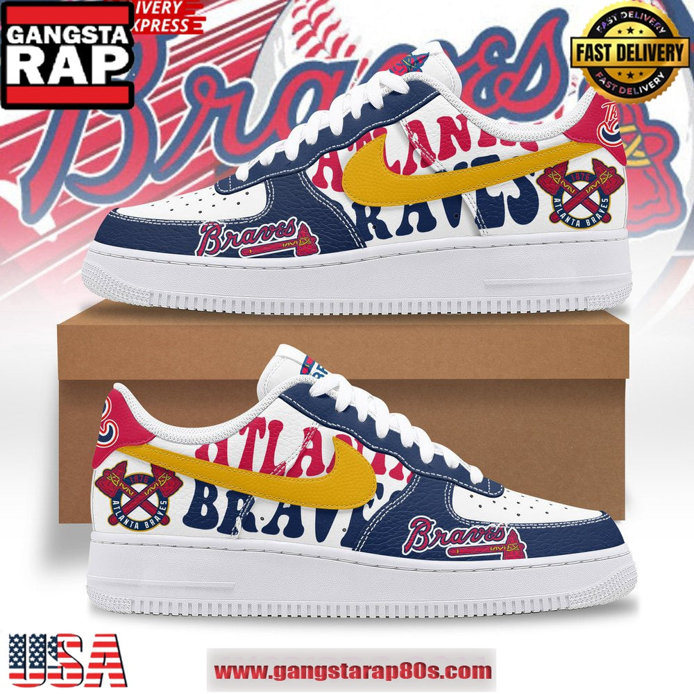 Atlanta Braves Baseball Special Edition Air Force 1 Running Sneakers Shoes