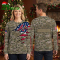 Atlanta Braves Camouflage American Flag Custom Name Ugly Christmas Sweater