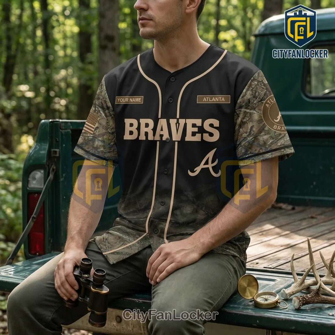 Atlanta Braves Camouflage Deer Hunting Baseball Jersey