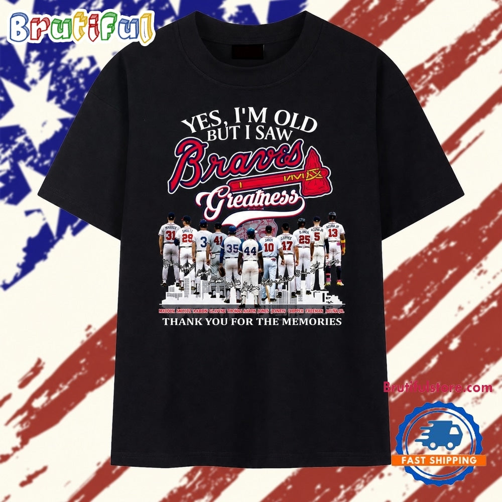 Atlanta Braves Greatness Legends Signatures Vintage Graphic T Shirt