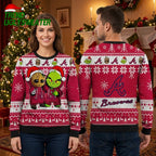 Atlanta Braves Groot And Grinch Santa Hat Ugly Christmas Sweater