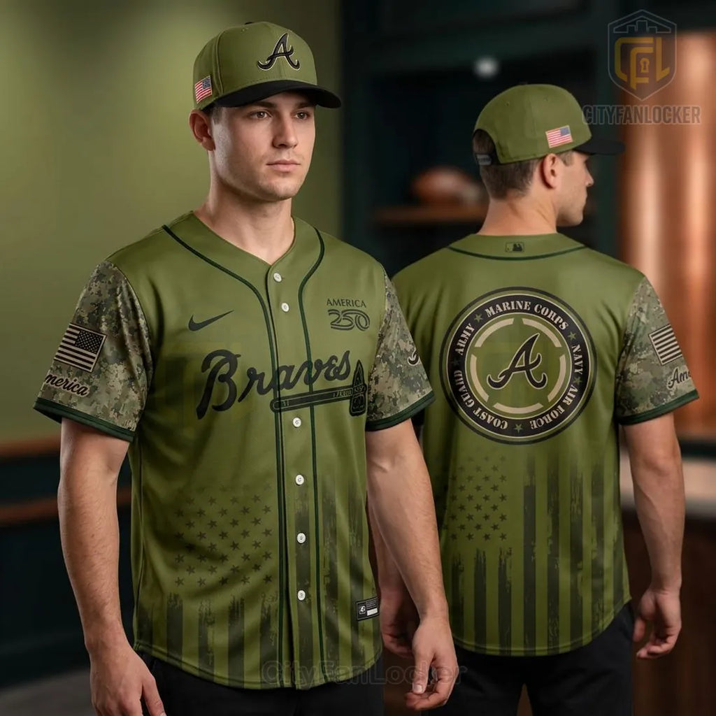 Atlanta Braves Military Appreciation 2026 America 250 Camo Baseball Jersey