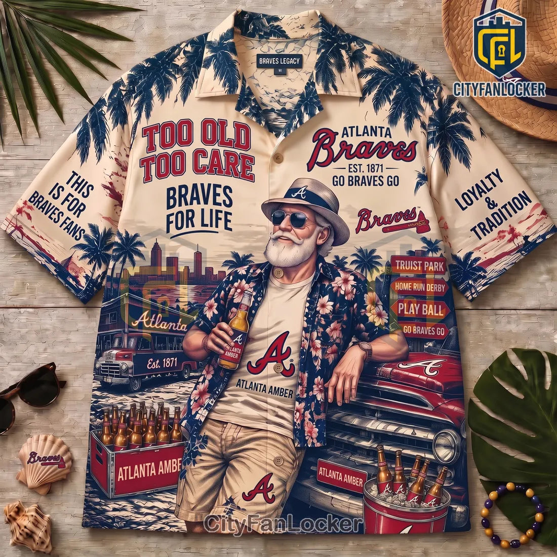 Atlanta Braves Too Old To Care Hawaiian Shirt