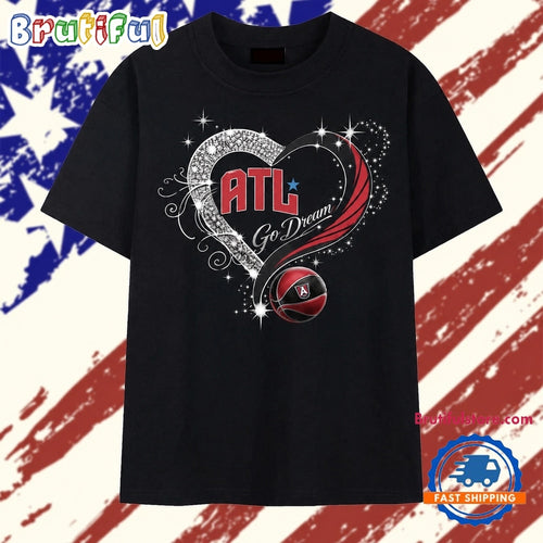 Atlanta Dream Go Dream Rhinestone Heart T Shirt
