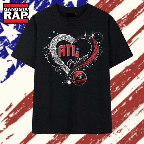 Atlanta Dream Go Dream Rhinestone Heart T Shirt