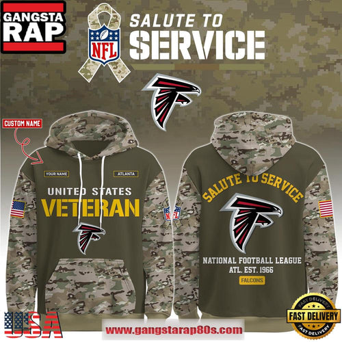 Atlanta Falcons NFL Veteran Birthday 2025 Custom Name Unisex Hoodie