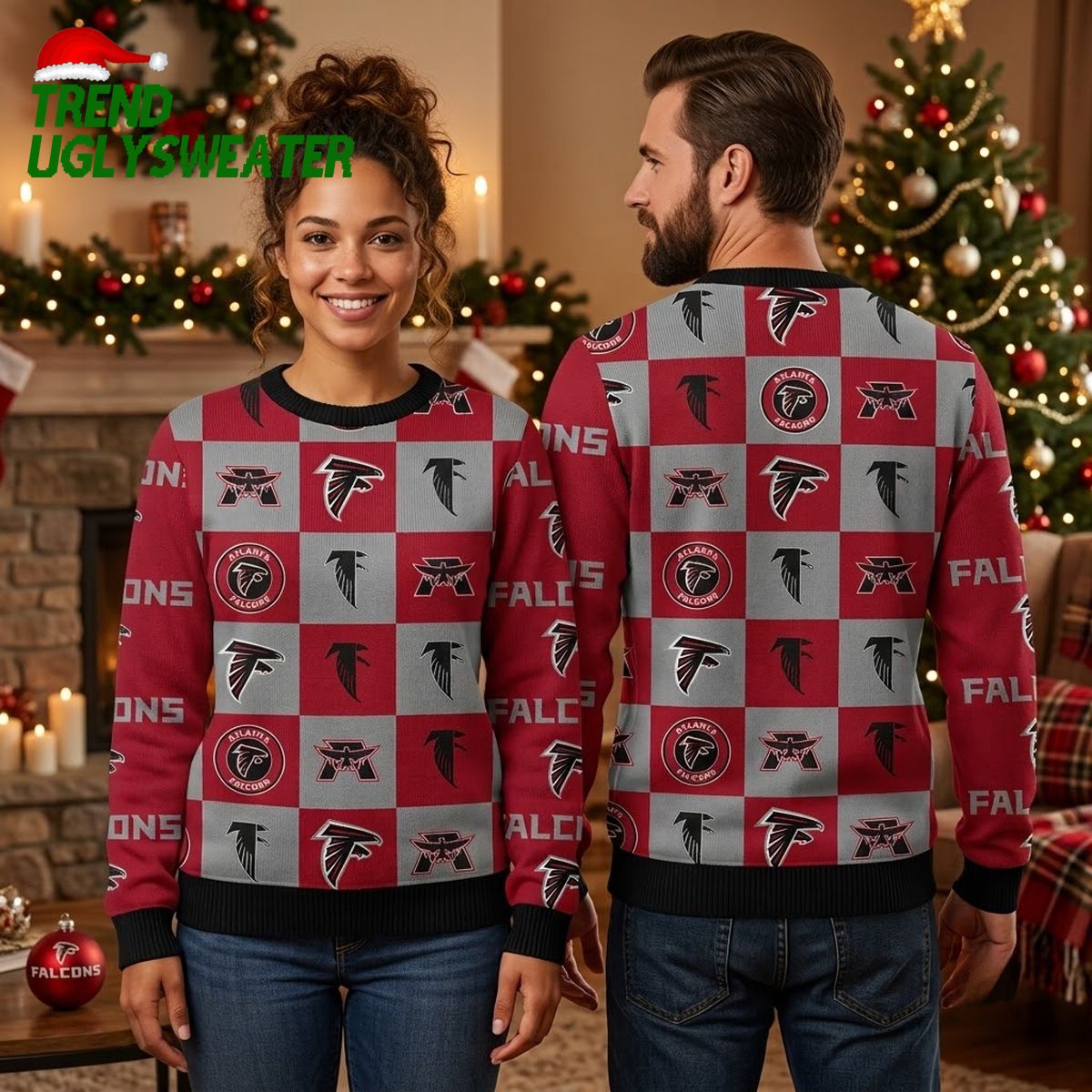 Atlanta Falcons Checkered Logo Ugly Christmas Sweater