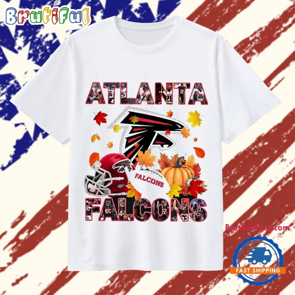 Atlanta Falcons Football Autumn Leaves Pumpkin Graphic T Shirt