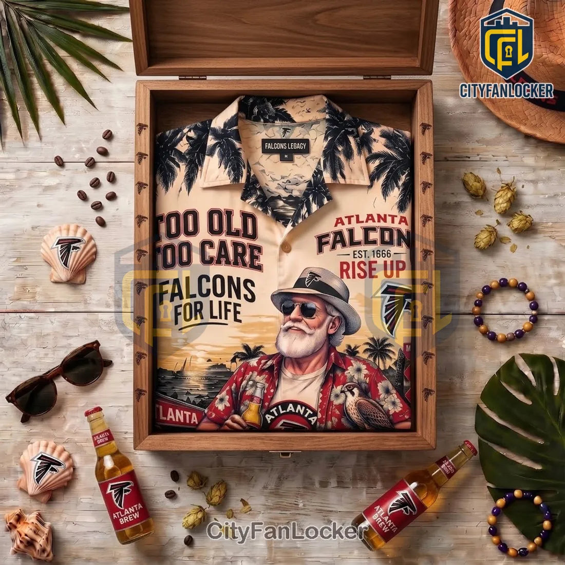 Atlanta Falcons Mascot Too Old Too Care Hawaiian Shirt