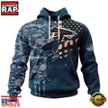 NFL Atlanta Falcons Navy Camo Veteran All Over Print Hoodie