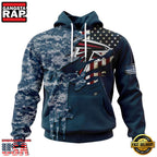 NFL Atlanta Falcons Navy Camo Veteran All Over Print Hoodie