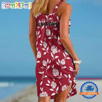 Atlanta Falcons Rose Pattern Women’s Summer Beach Sling Dress