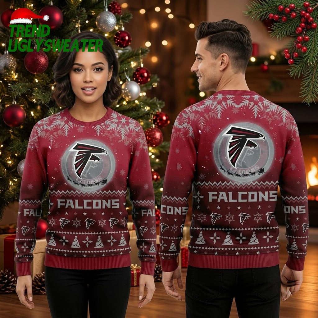 Atlanta Falcons Snowfall Logo Ugly Christmas Sweater