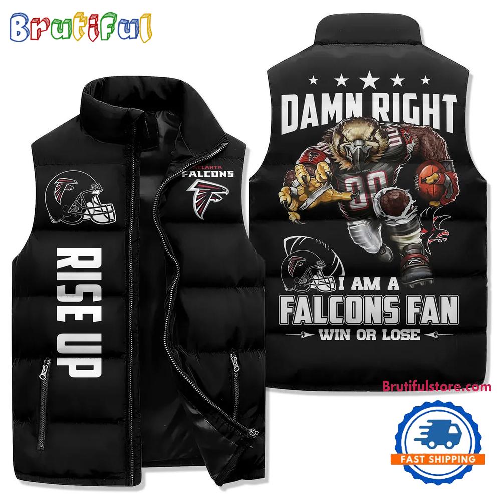 Atlanta Falcons Sporty Mascot Design Sleeveless Puffer Jacket