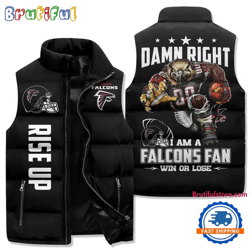 Atlanta Falcons Sporty Mascot Design Sleeveless Puffer Jacket