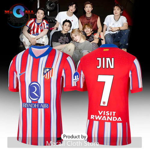 Atletico de Madrid Jin 7 Red and White Soccer Jersey