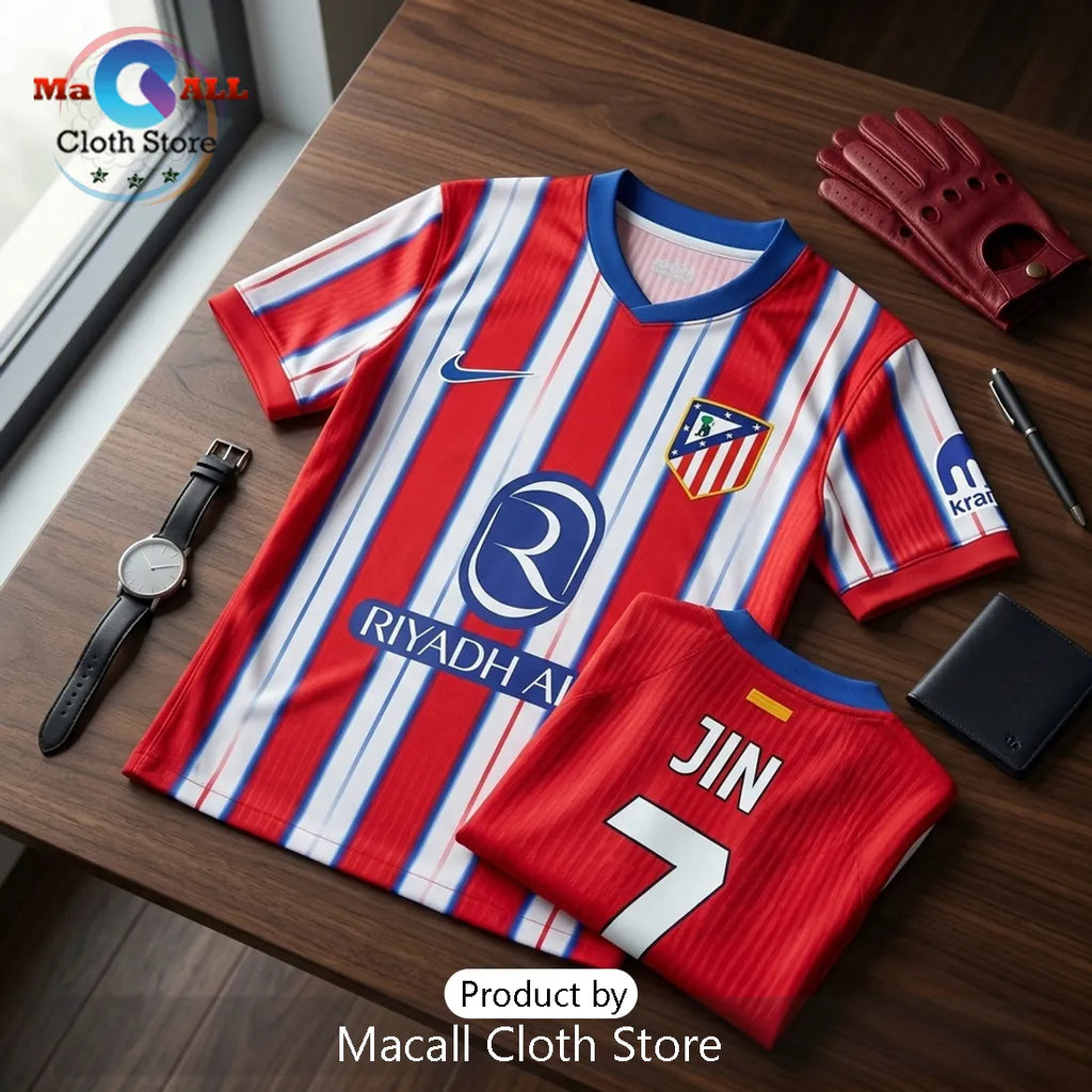 Atletico de Madrid Jin 7 Red and White Soccer Jersey