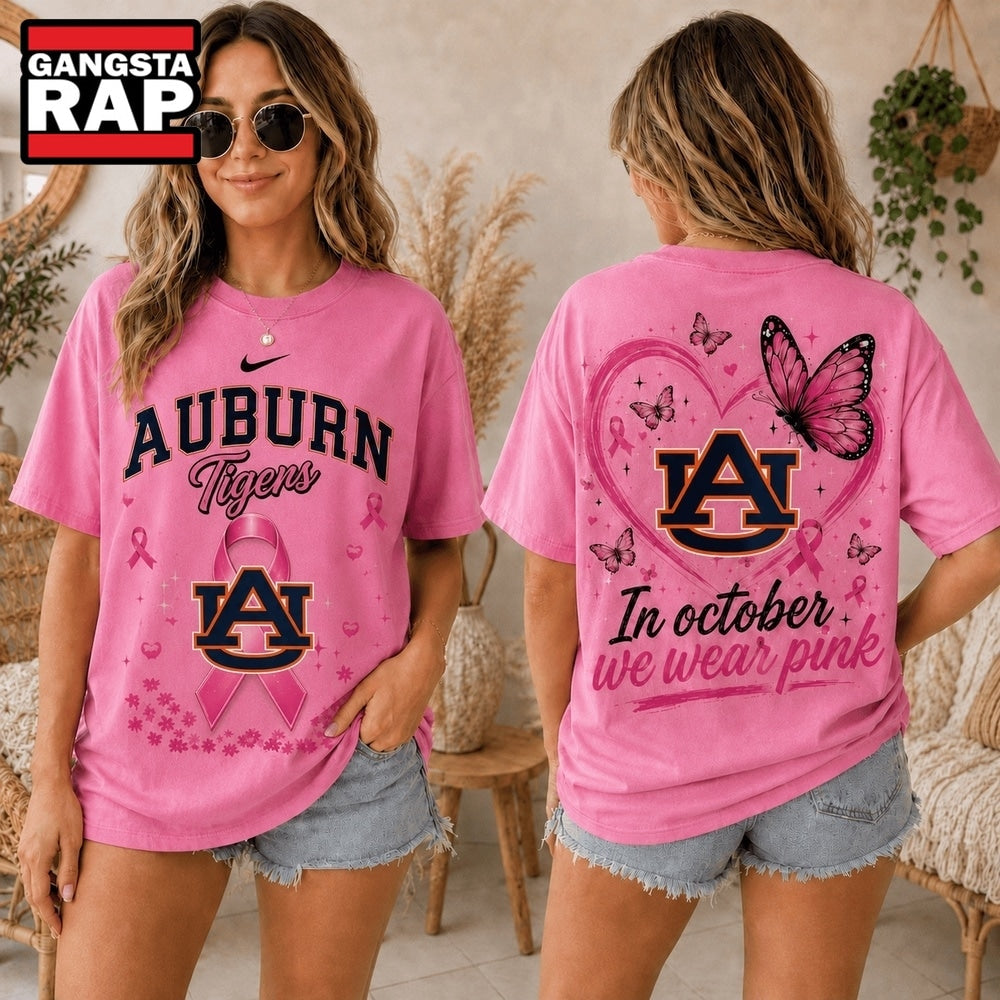 Auburn Tigers 2026 NCAA Pink October Breast Cancer Awareness Fan Pride Unisex T Shirt
