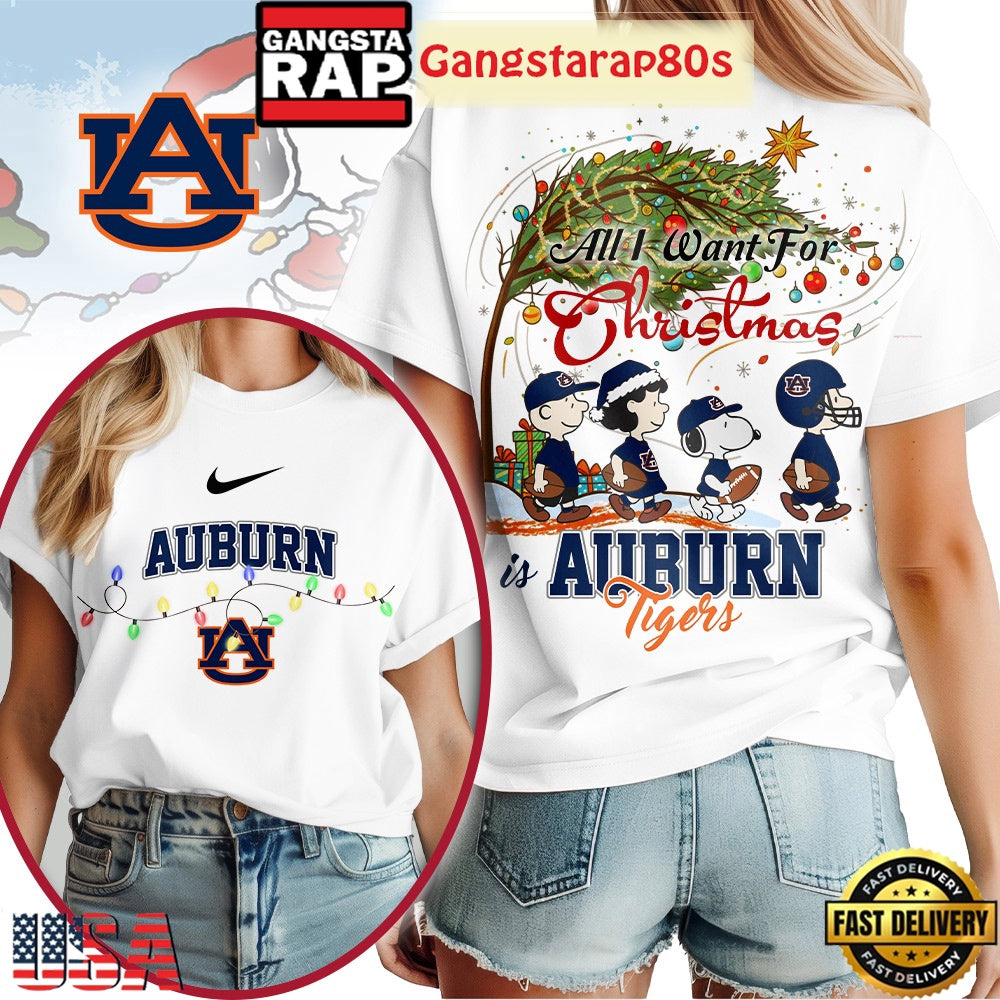 Auburn Tigers NCAA All I Want For Christmas Peanuts New Edition Shirt