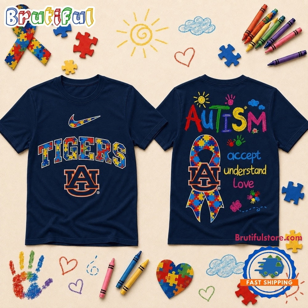 Auburn Tigers NCAA Autism Awareness Puzzle Ribbon T Shirt