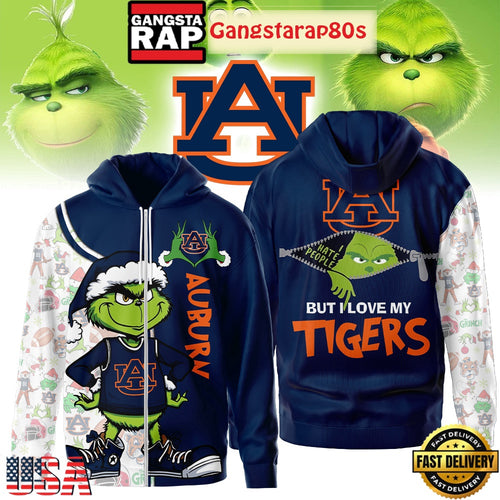 Auburn Tigers NCAA Funny Grinch Football 2025-2026 Unisex Zip Hoodie