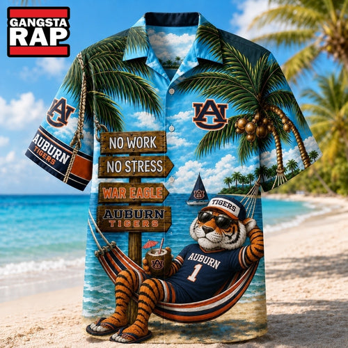 Auburn Tigers NCAA No Work No Stress Hawaiian Shirt
