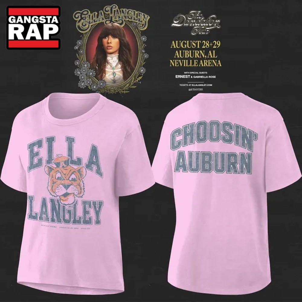 Auburn Tigers x Ella Langley The Dandelion Tour 2026 Neville Arena Pink T Shirt