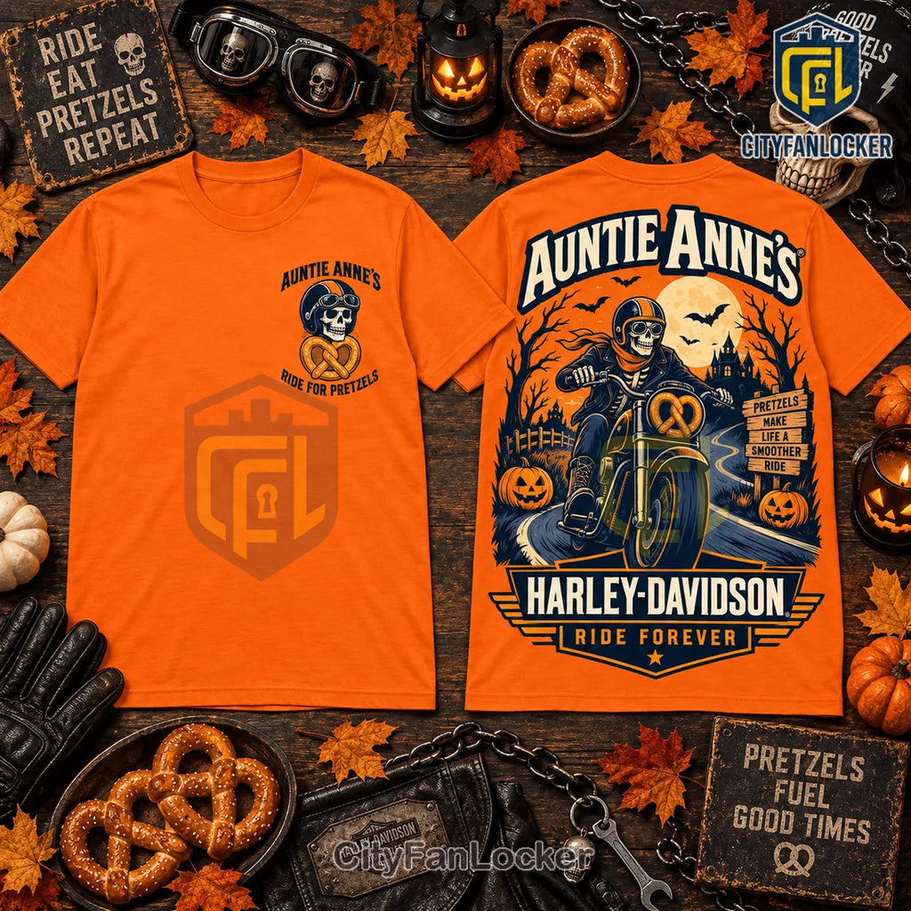 Auntie Anne’s Harley-Davidson Orange Halloween T-Shirt