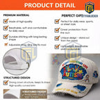 Autism Acceptance Puzzle Hands Distressed Light It Up Blue Baseball Cap