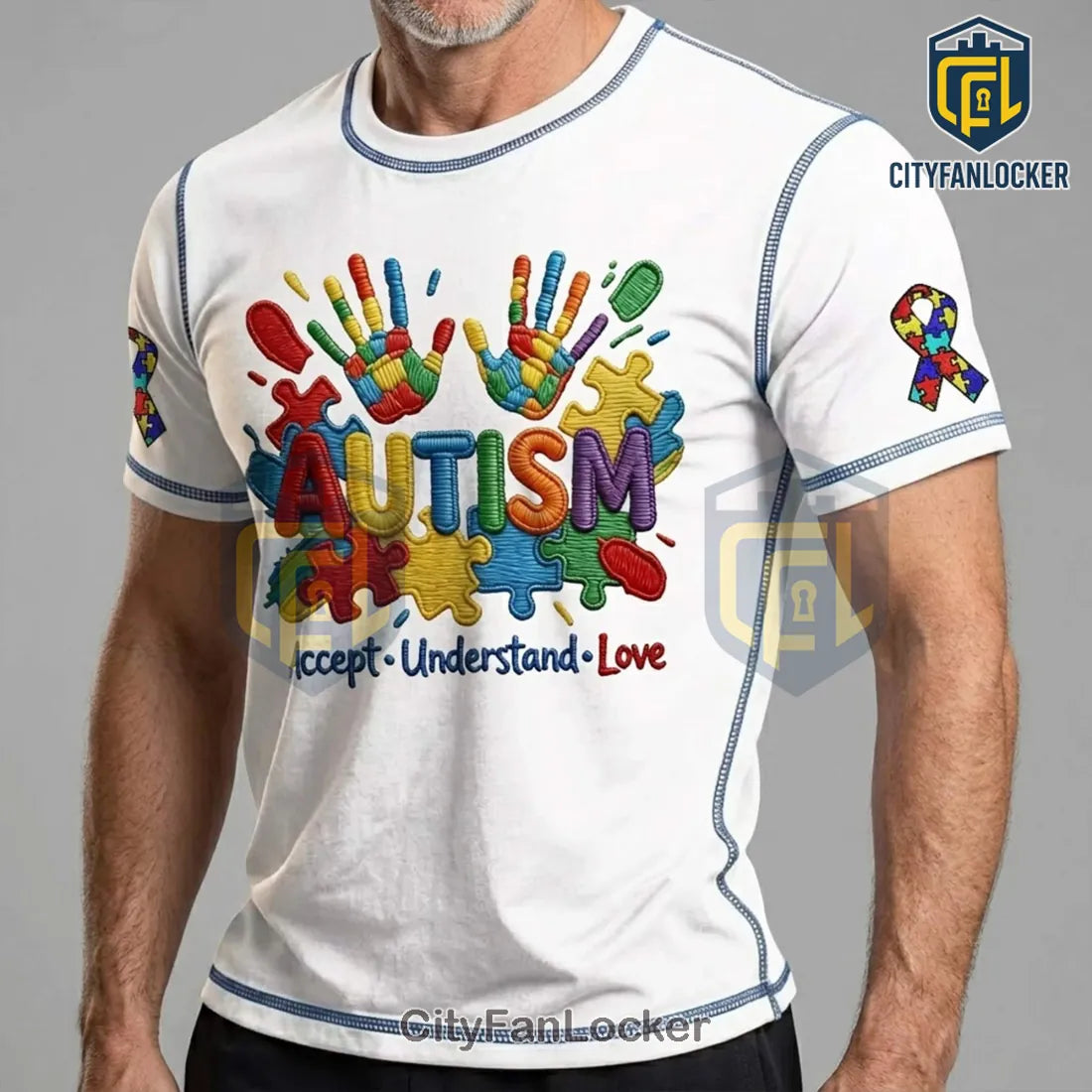 Autism Awareness Accept Understand Love Puzzle Piece Graphic T-Shirt