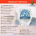 Autism Awareness Blue Puzzle Rainbow Sequin Patch Graphic T-Shirt