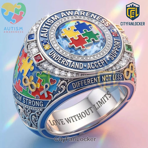 Autism Awareness Puzzle Piece Love Without Limits Ring