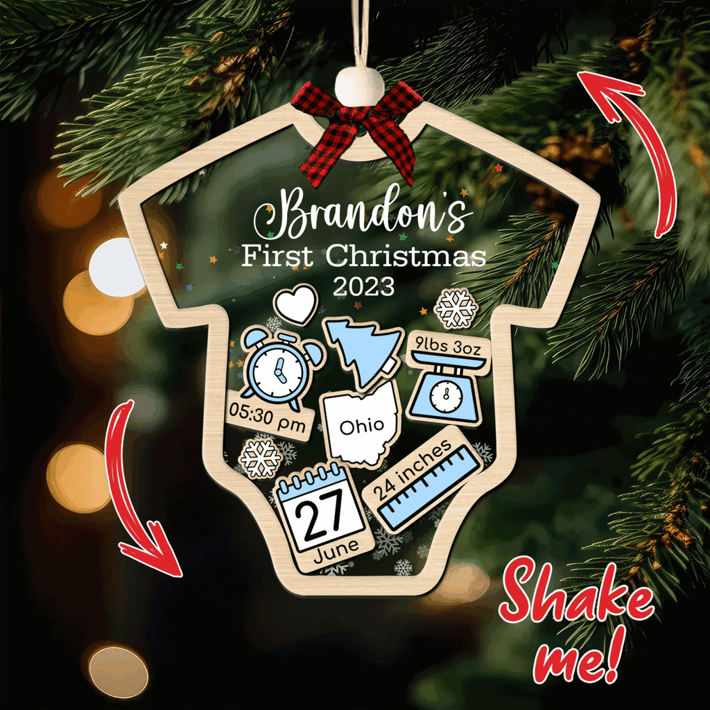 Custom Baby’s First Christmas 2025 - Personalized Shaker Ornament - Customized Baby Name, New 1st Baby Gift, Baby Keepsake, 4D Shake Babies Ornament