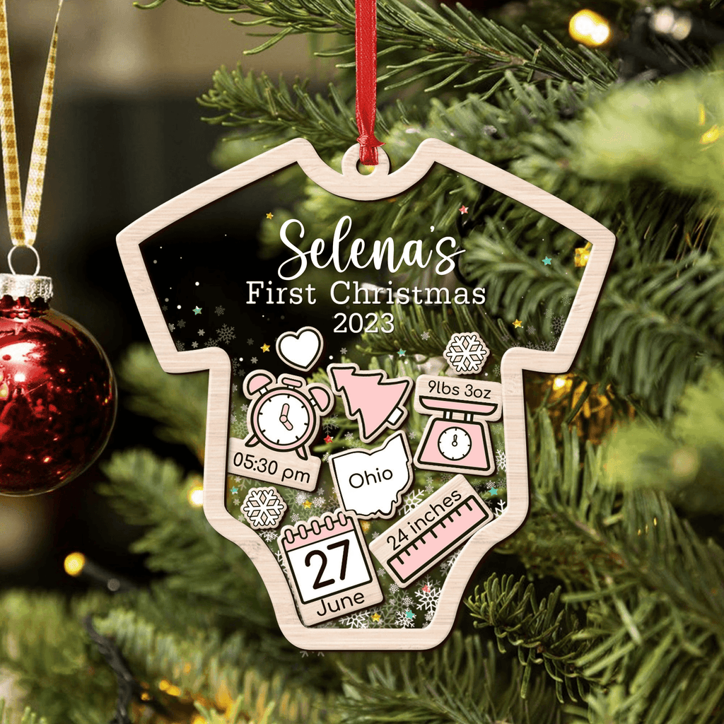 Custom Baby’s First Christmas 2025 - Personalized Shaker Ornament - Customized Baby Name, New 1st Baby Gift, Baby Keepsake, 4D Shake Babies Ornament