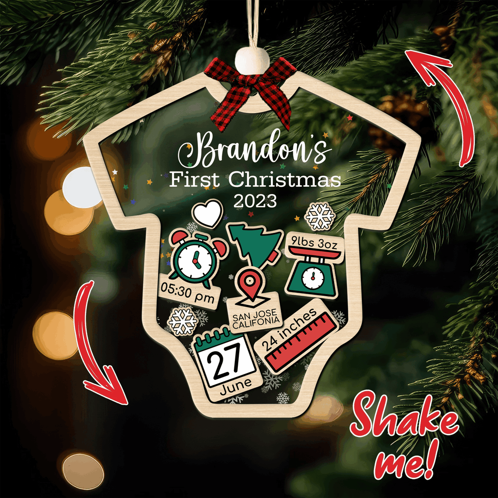 Custom Baby’s First Christmas 2025 Ver .2 - Personalized Shaker Ornament - Customized Baby Name, New 1st Baby Gift, Baby Keepsake, 4D Shake Babies