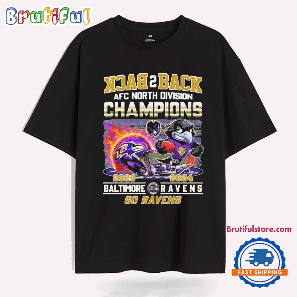 Back 2 Back AFC North Division Champions 2023-2024 Baltimore Ravens Go Ravens T Shirt