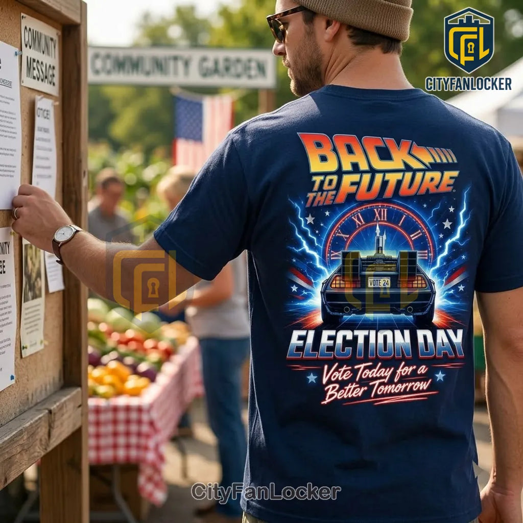 Back to the Future Election Day Navy Blue T-Shirt